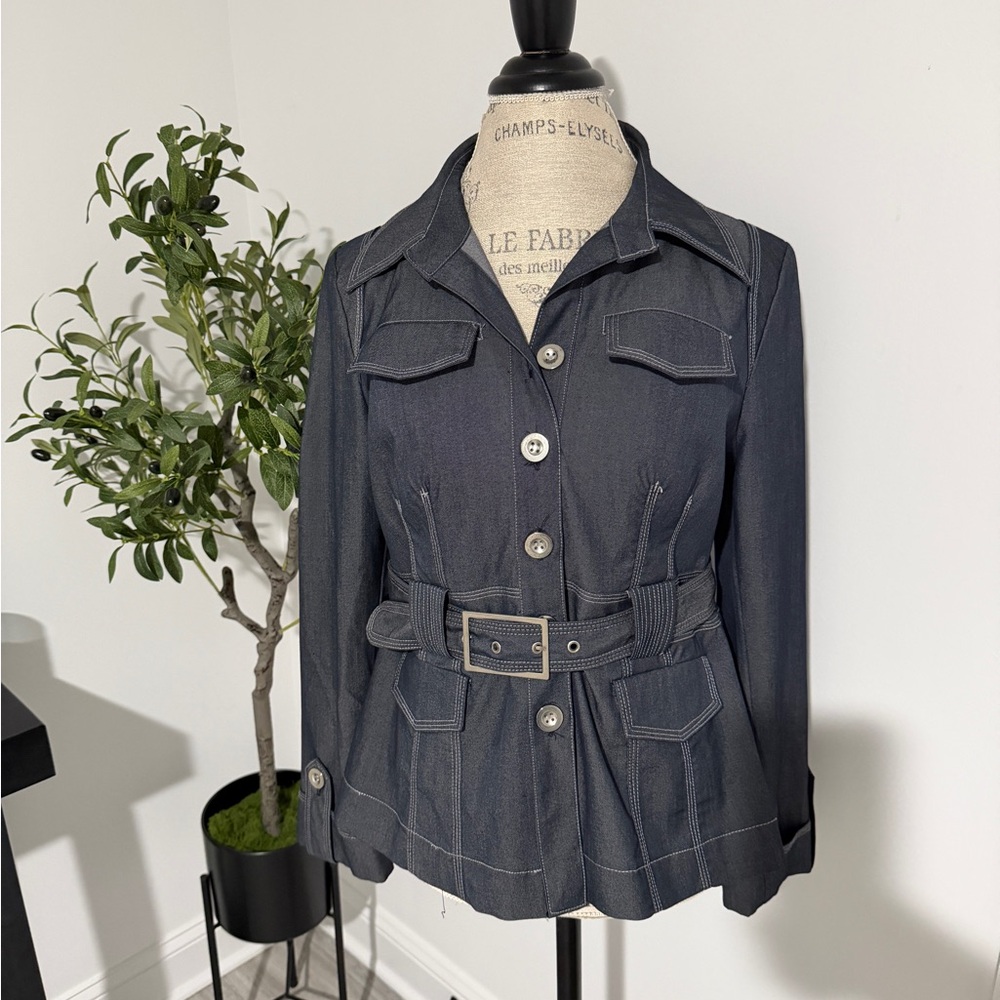 Robert Louis Dark Blue Belted Jean Jacket